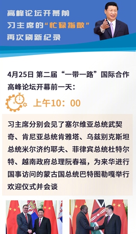 高峰論壇開幕前，習(xí)主席的“忙碌指數(shù)”再次刷新紀(jì)錄